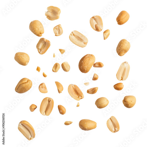 Tasty and nutritious peanuts isolated on transparent white background, clipping path