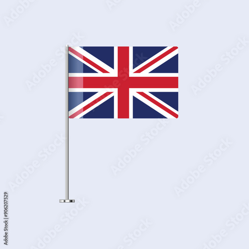 Isolated United Kingdom Table Flag on Pole, British Flag Vector Design for Print and Web