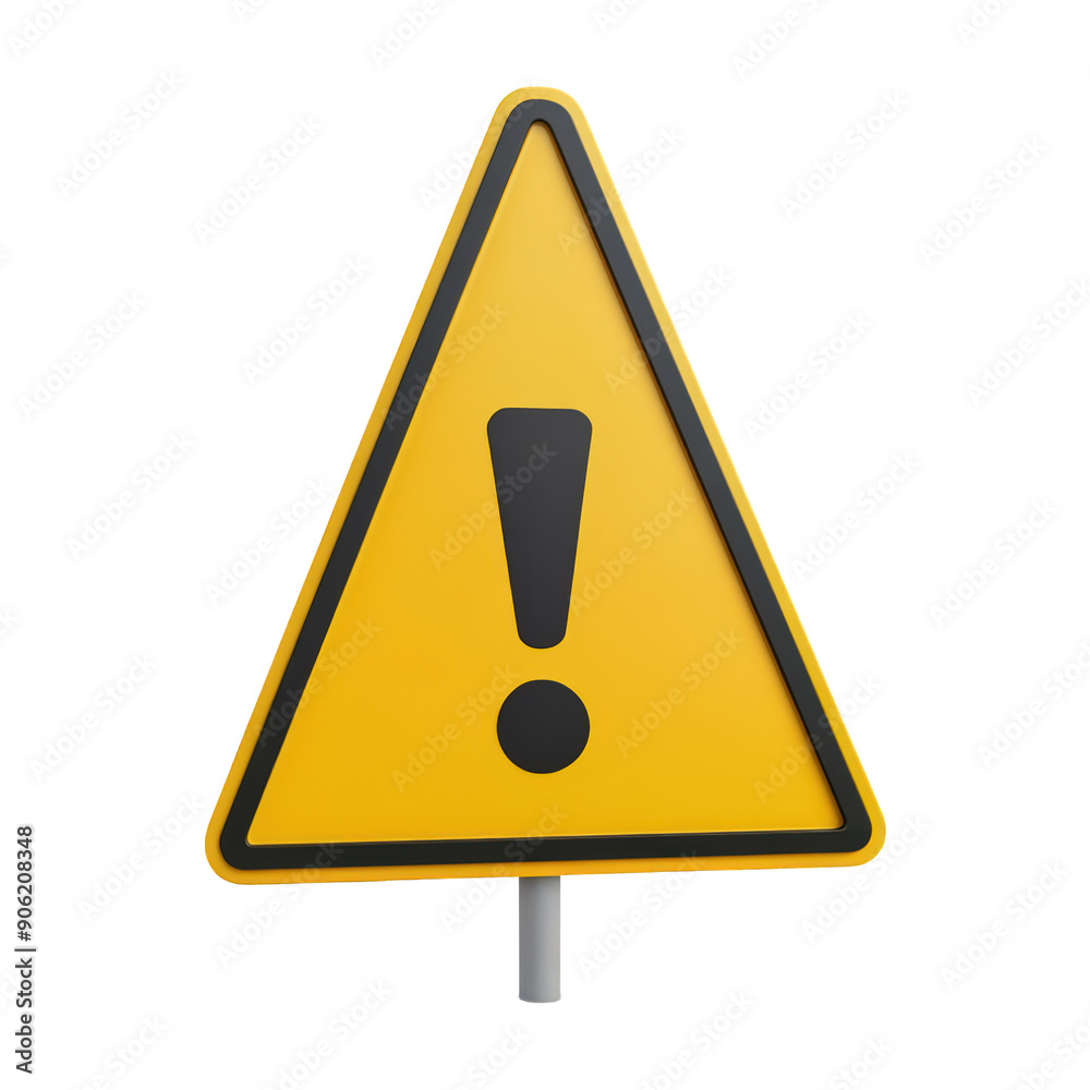 3D Yellow Warning Sign With Exclamation Mark On Transparent Png Background For General Alerts . Generative ai 3D Yellow Warning Sign With Exclamation Mark On Transparent Png Background For General Alerts . Generative ai