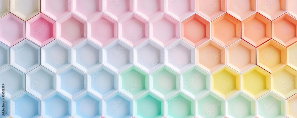 Naklejka premium Abstract hexagon pattern, vibrant 3D background, dynamic light effects, Watercolor style
