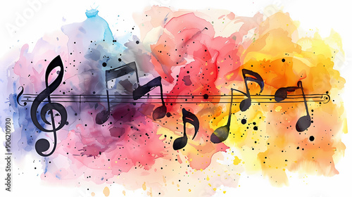 abstract background with notes in watercolor, generated ai