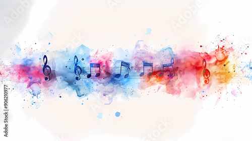 abstract background with notes in watercolor, generated ai