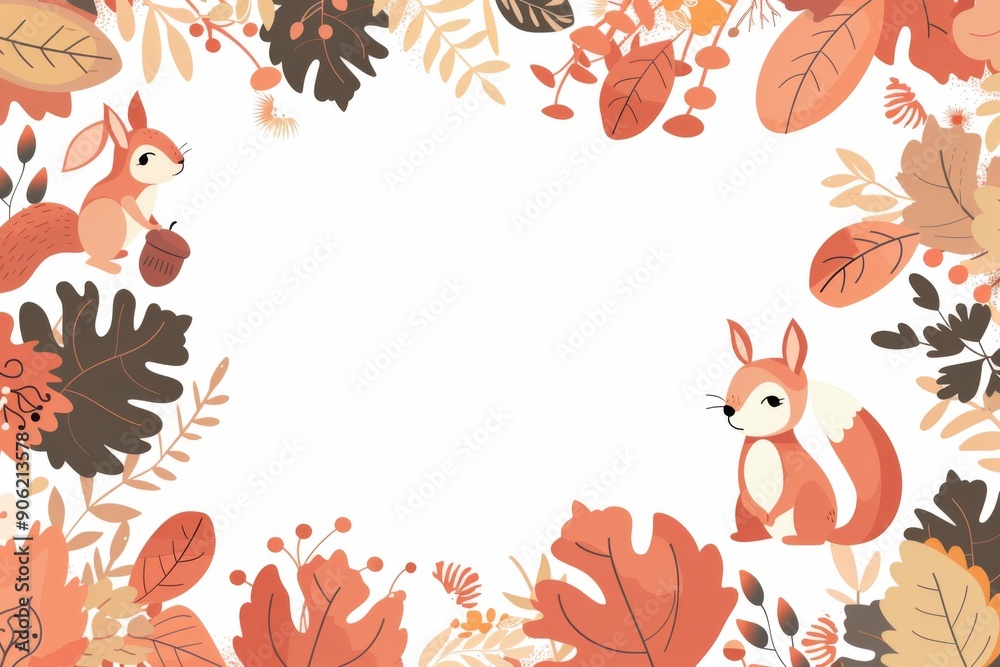 Fototapeta premium illustration frame of cute icons for autumn season 