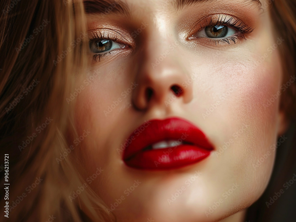 Portrait of young beautiful glamour woman with makeup and hairstyle.Macro.AI Generative. Portrait of young beautiful glamour woman with makeup and hairstyle.Macro.AI Generative.
