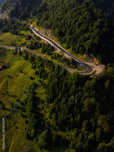 Alpine road in the Romanian Carpathian Mountains