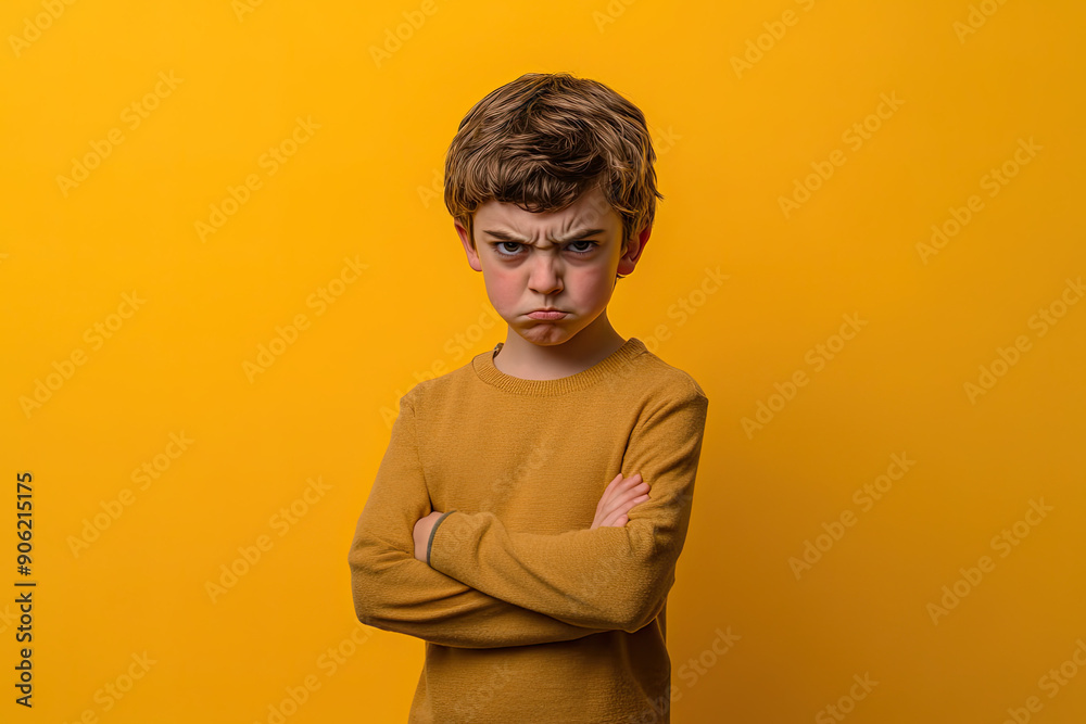 Angry young boy, upset bad mood face expression model shoot studio background clean empty space for text, generated ai Angry young boy, upset bad mood face expression model shoot studio background clean empty space for text, generated ai