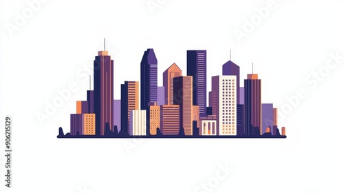 flat vector illustration of a citys skyline with skyscrapers