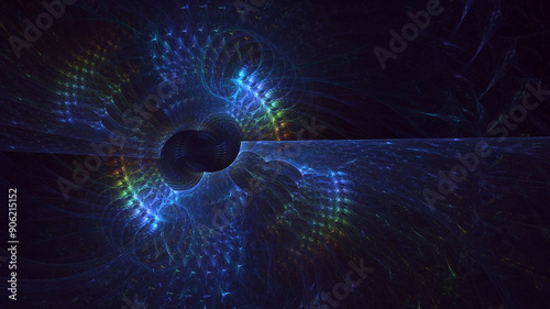 3D manual rendering abstract multicolor supernova fractal light background. Its not AI Generatd illustration.
