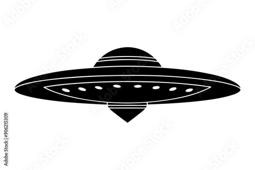 Ufo in space silhouette vector, ufo icon vector illustration