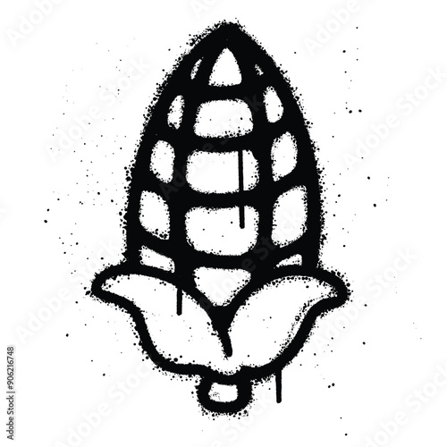 Graffiti spray corn isolated on white background
