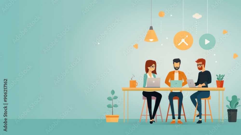 Collaboration Cooperation, team members cooperating on tasks, flat design illustration Collaboration Cooperation, team members cooperating on tasks, flat design illustration