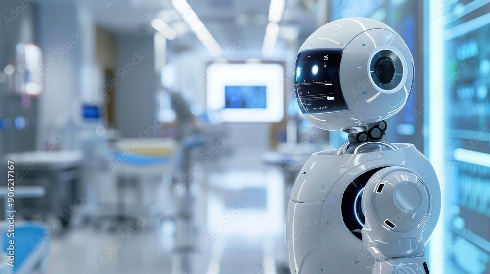 Modern AI-Driven Robotic Assistant in Hospital Setting with Advanced Medical Technology Modern AI-Driven Robotic Assistant in Hospital Setting with Advanced Medical Technology
