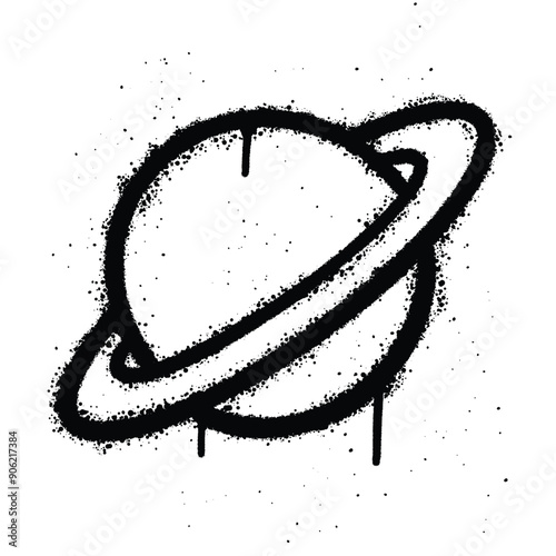 Graffiti spray saturn isolated on white background