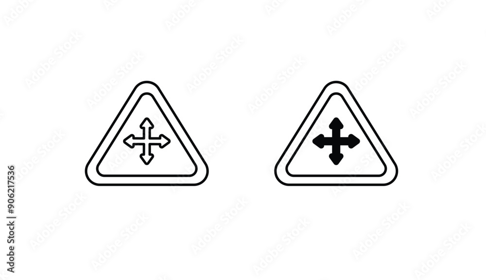 Intersection Sign icon design with white background stock illustration Intersection Sign icon design with white background stock illustration