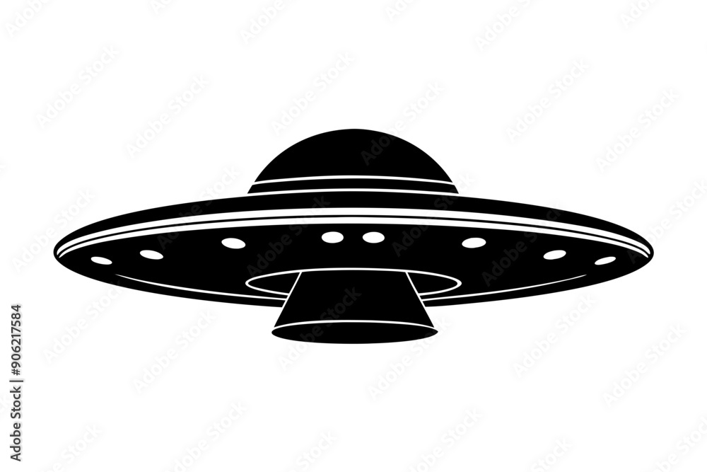 Fototapeta premium Ufo in space silhouette vector, ufo icon vector illustration