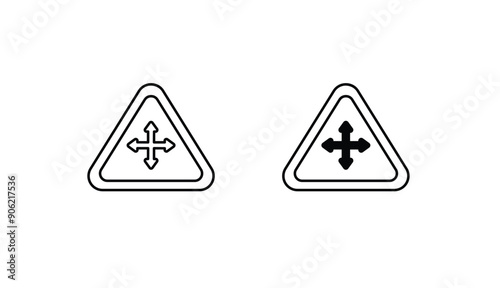 Intersection Sign icon design with white background stock illustration