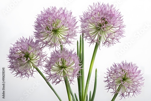 Ornamental onion flowers white background, Ai Generated