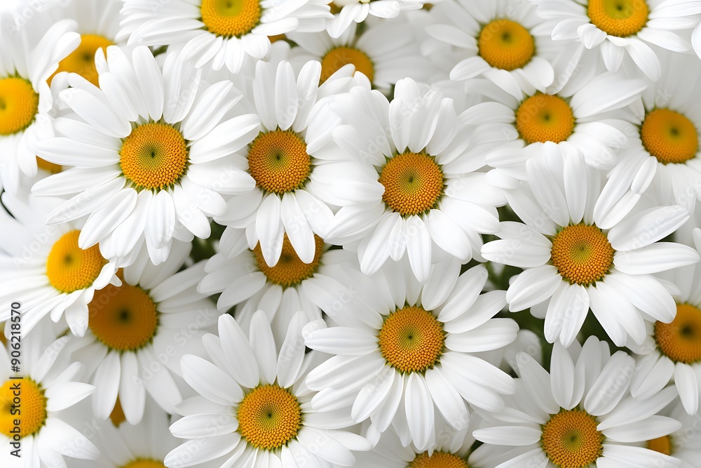 Fototapeta premium Ox-eye daisy flowers white background, AI Generated