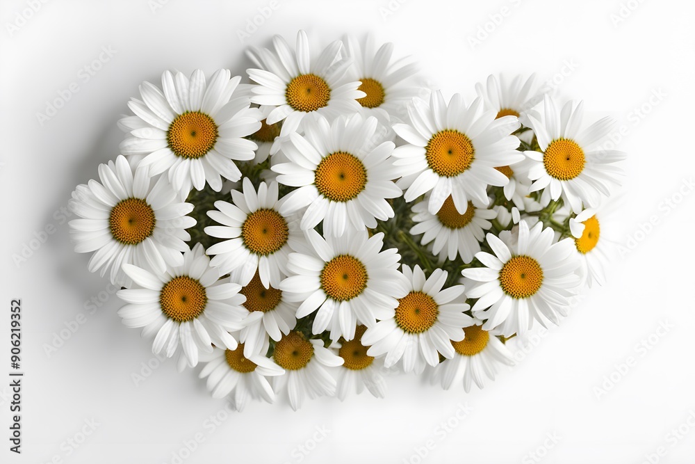 Fototapeta premium Ox-eye daisy flowers white background, AI Generated