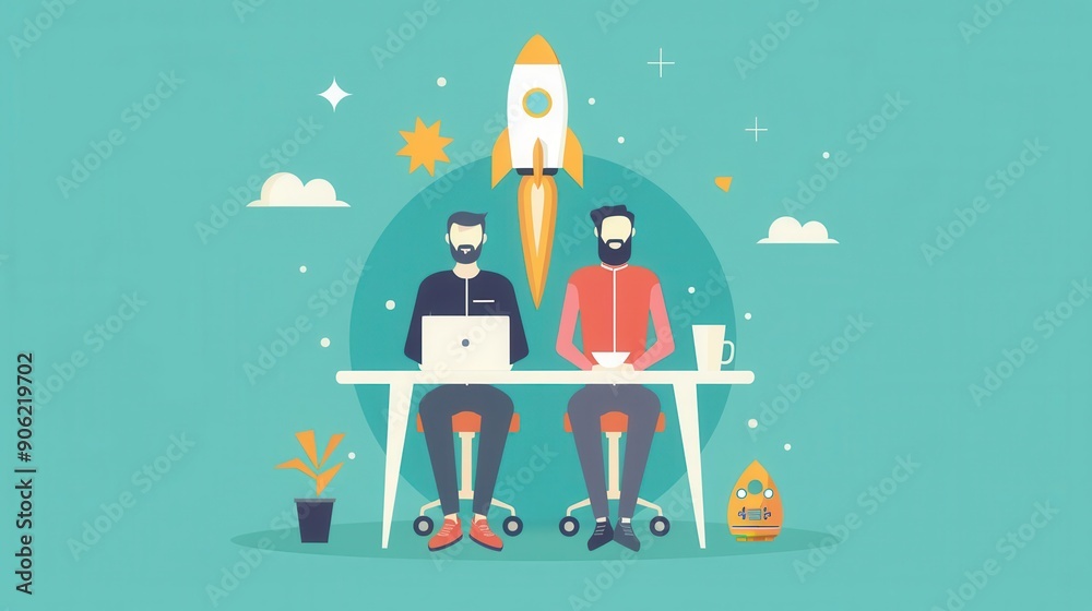 Entrepreneur mentoring session, experienced mentor guiding startup founder, flat design illustration Entrepreneur mentoring session, experienced mentor guiding startup founder, flat design illustration