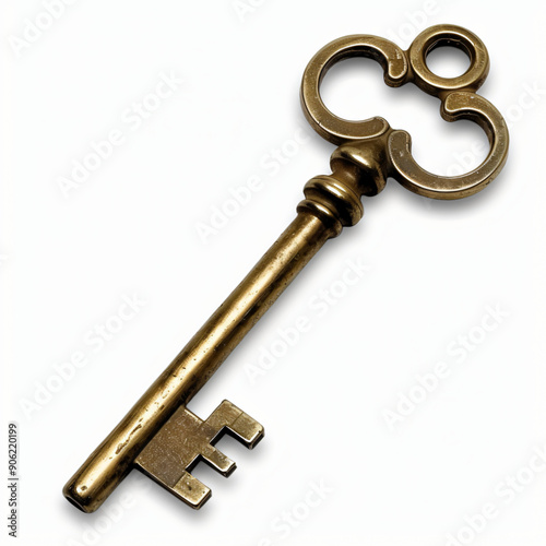 A shiny key with a transparent background