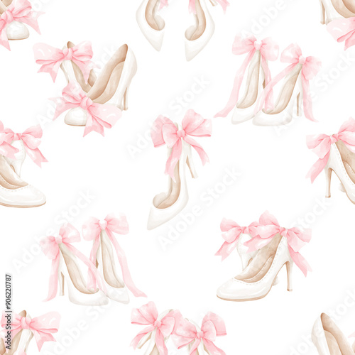 Wallpaper Mural wedding shoes, seamless pattern Torontodigital.ca