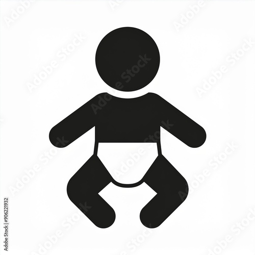 baby with diaper icon isolated on white