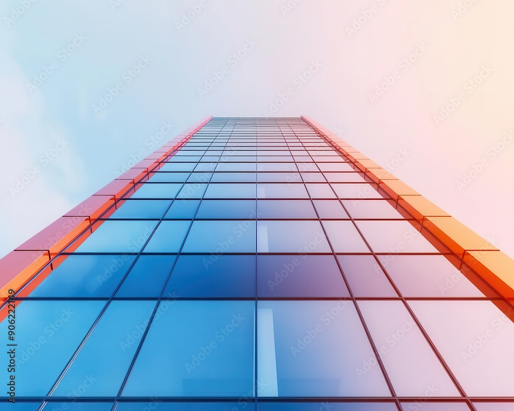 Blank banner on a modern skyscraper, mock up , space for design, urban promotion