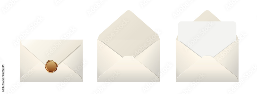 Illustration of a white envelope and invitation Illustration of a white envelope and invitation