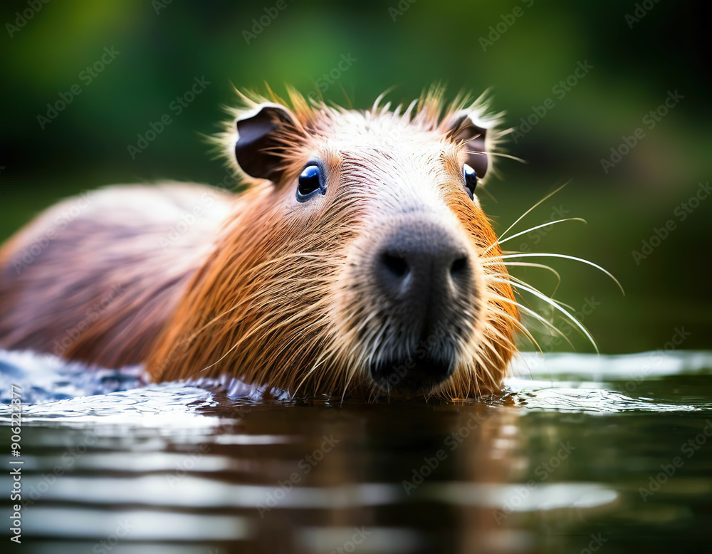 capybara in the wild. looks at the camera. capybara in the wild. looks at the camera.