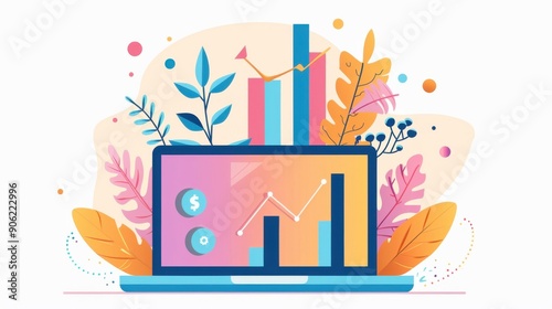 Financial portfolio, diversified investments overview, flat design illustration