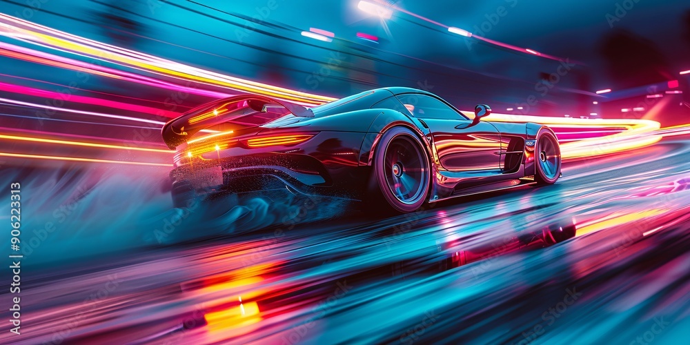 Luxury Car Drifting in Neon Lights Luxury Car Drifting in Neon Lights