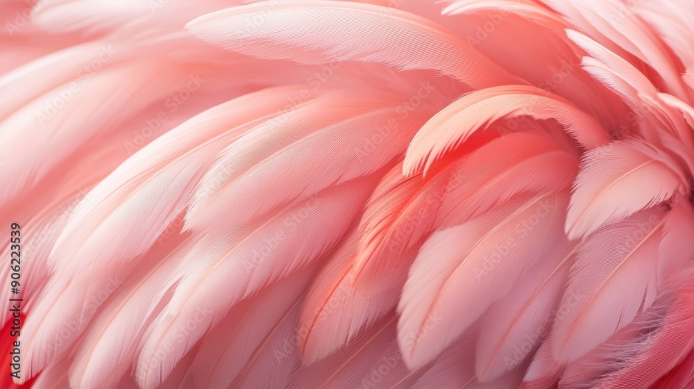 A close up of a pink feather with a red hue A close up of a pink feather with a red hue