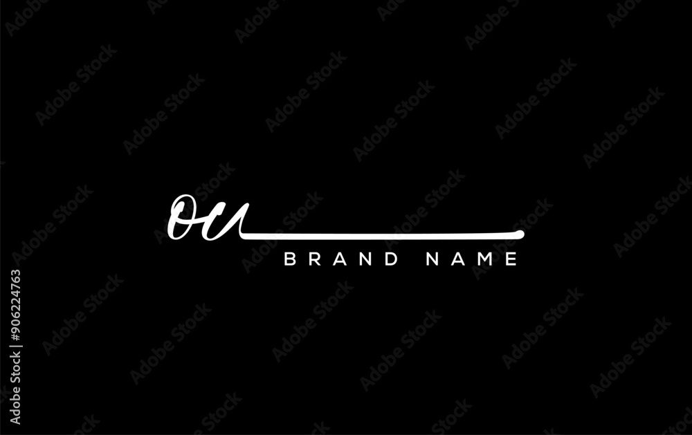 OU letter beauty handwriting vector logo. OU letter beauty handwriting vector logo.