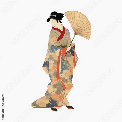 Traditional Japanese woman illustration
