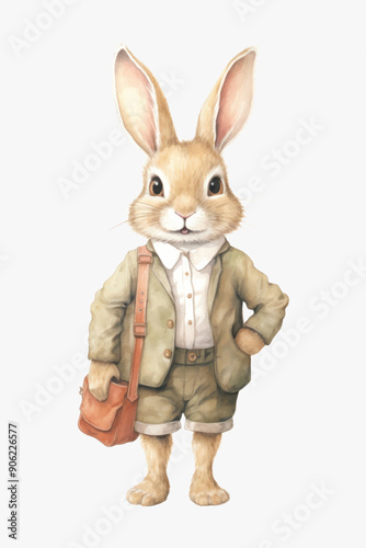 Dapper rabbit in vintage attire