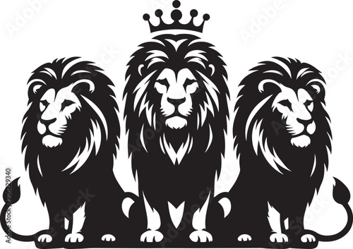 Group of Lion Silhouette isolated on white background Minimalist lion vector shape icon
