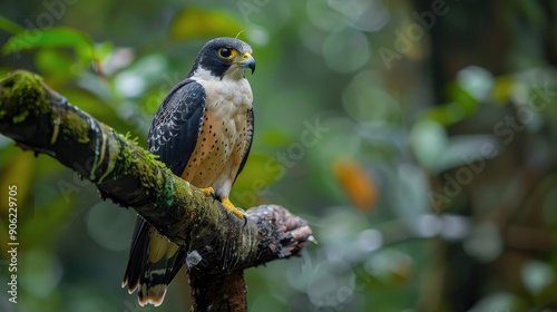 A Close-Up Portrait of a Black-Thighed Falcon Perched on a Branch