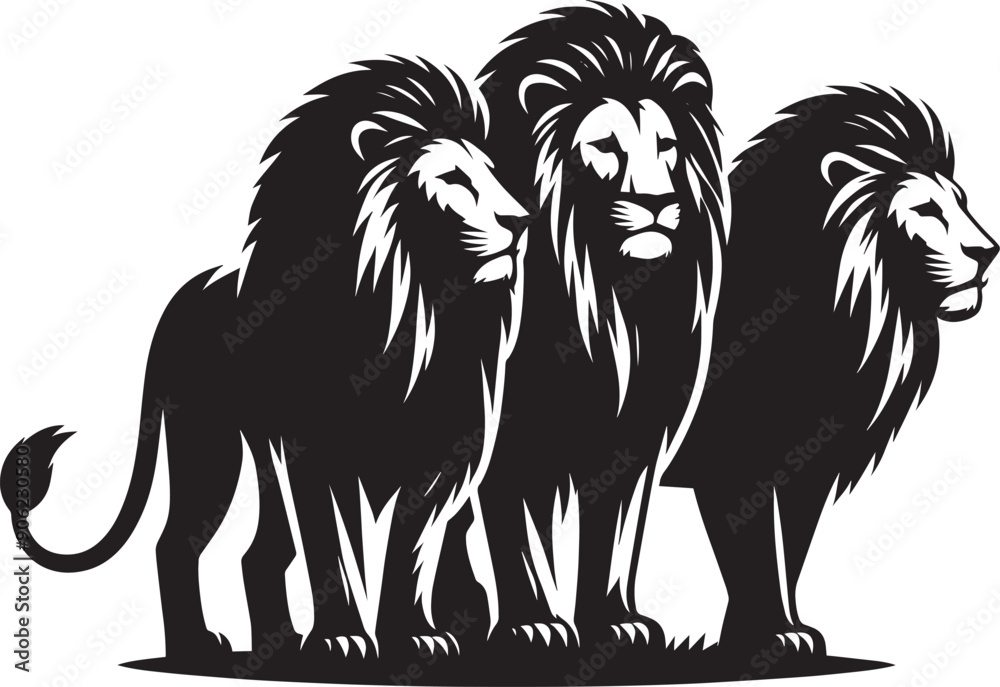 Group of Lion Silhouette isolated on white background Minimalist lion vector shape icon Group of Lion Silhouette isolated on white background Minimalist lion vector shape icon