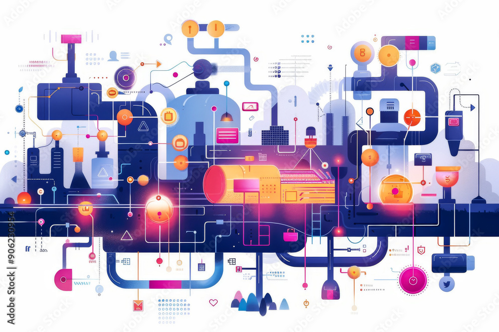 Obraz premium process on innovation, infographic, modern, technical look