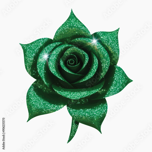 Sparkling green glitter rose