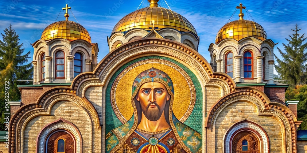 Obraz premium Religion Mosaic of Saints Orthodox church in Kirowograd Ukraine Generative AI