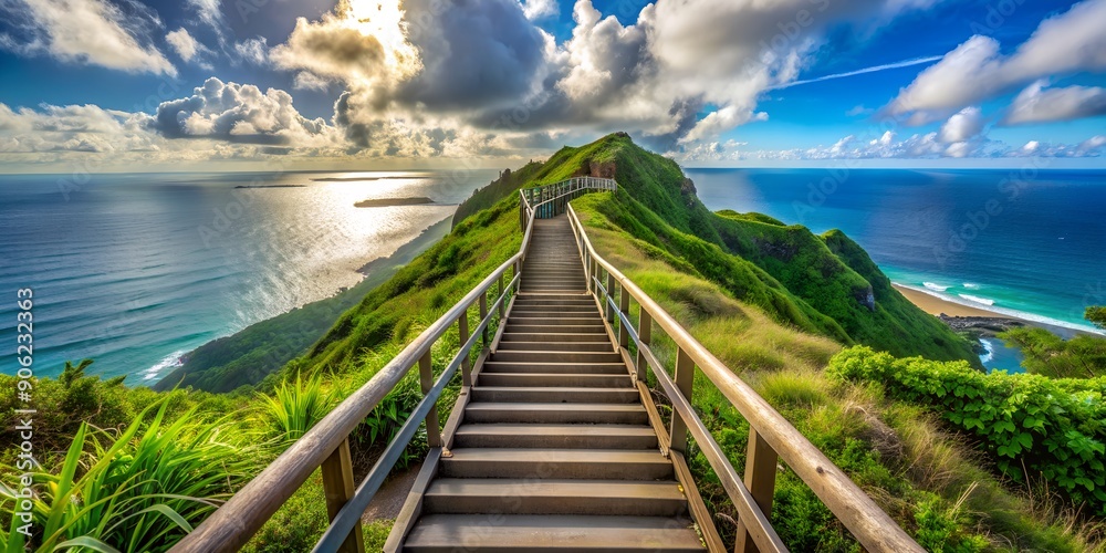 Obraz premium Stairway to Heaven Oahu Hawaii Creative AI