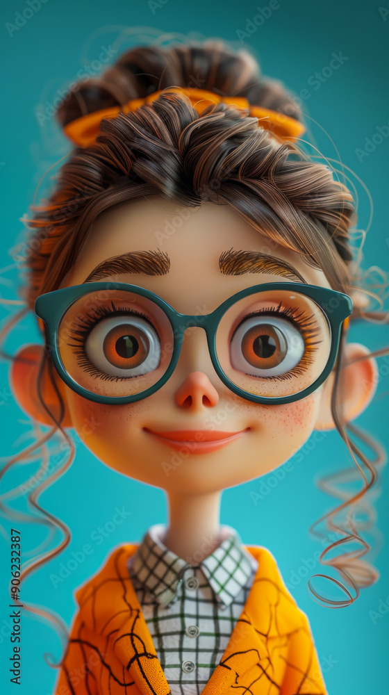 cartoon style accountant female blue background cartoon style accountant female blue background