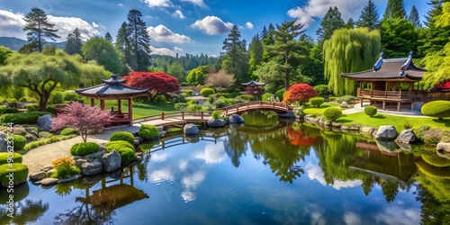 Japanese garden The famous gardens of Butchert on Victoria Island Canada The Butchart Gardens AI Generative