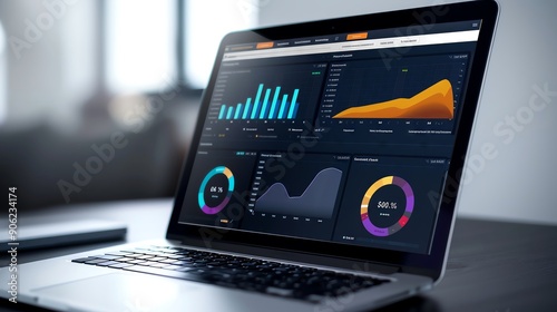 Website traffic metrics dashboard with user engagement statistics. photo