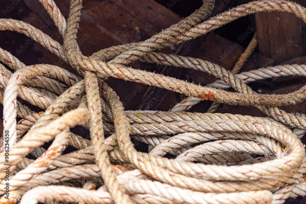 Fototapeta premium The wire rope of the fishing boat