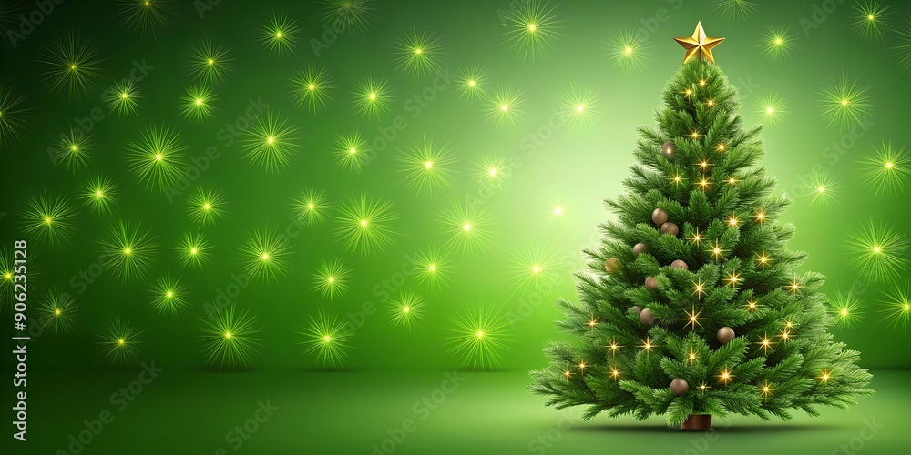 Green Christmas Tree Background Generative AI