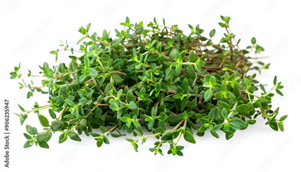 Obraz premium flowering twig thyme spice isolated on white background