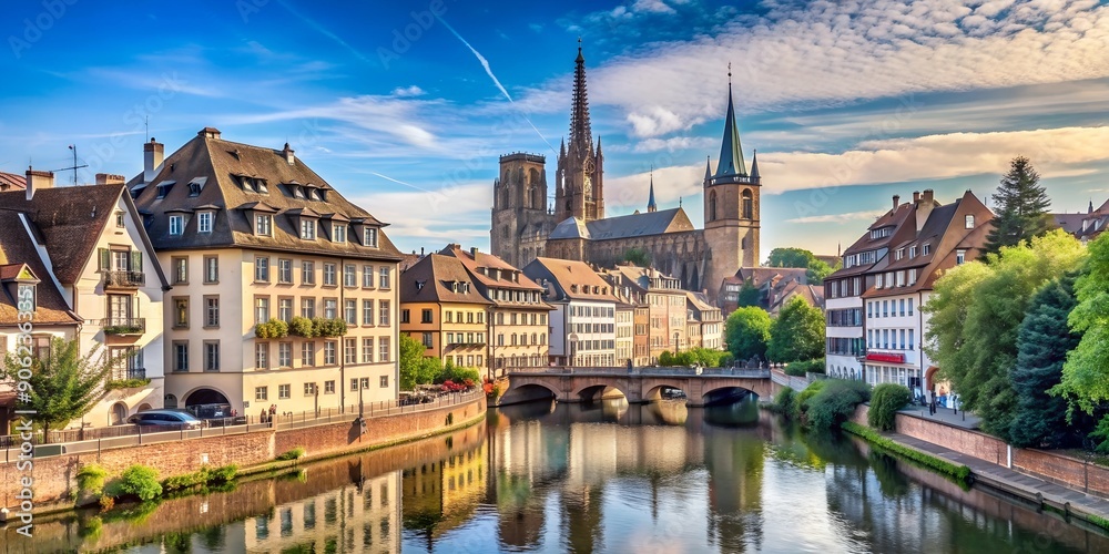 picturesque downtown Strasbourg with cathedral in background Alsace Region France AI-Created Content picturesque downtown Strasbourg with cathedral in background Alsace Region France AI-Created Content